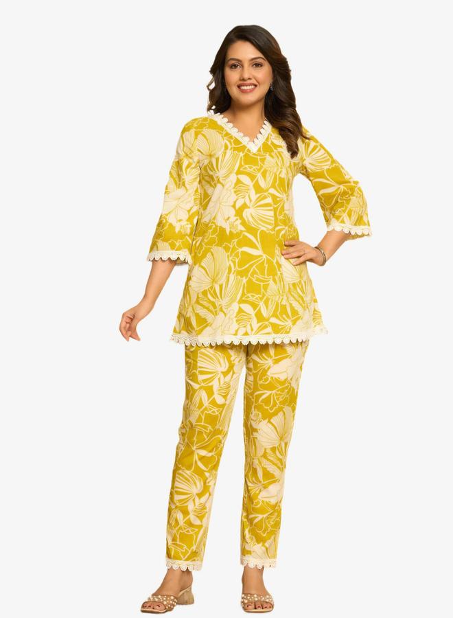 KASYA Women Floral Print Cotton Tunic and Trousers Co-Ords - Image 1